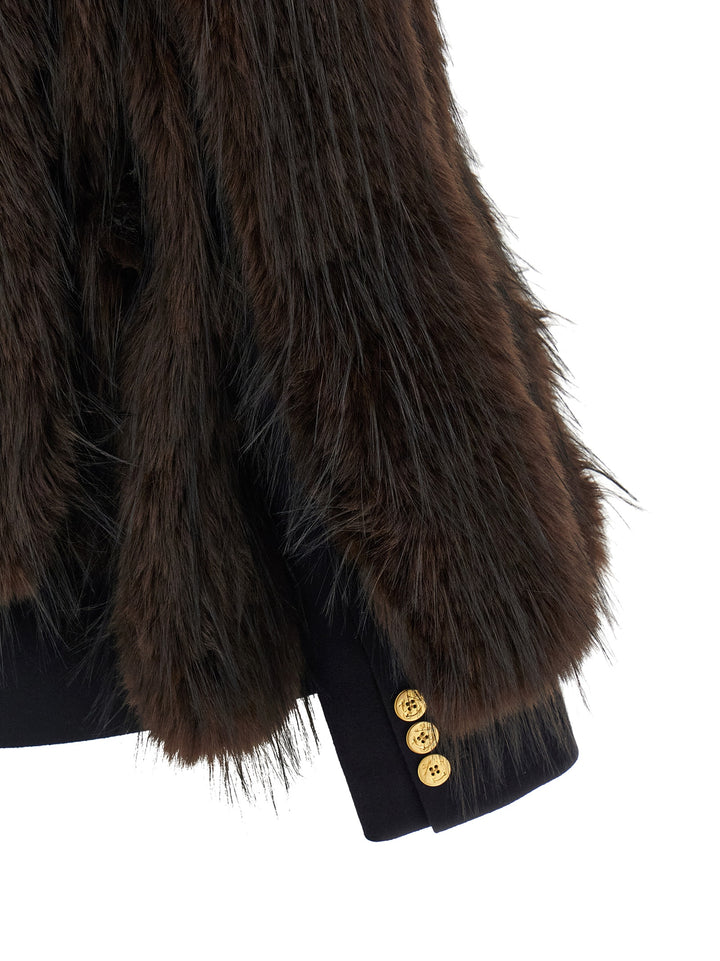 Sacai Jacket With  Inserts Fur - Brown | 1b3b9511ecc50c6712fd874960eb43e2ad65d4b6