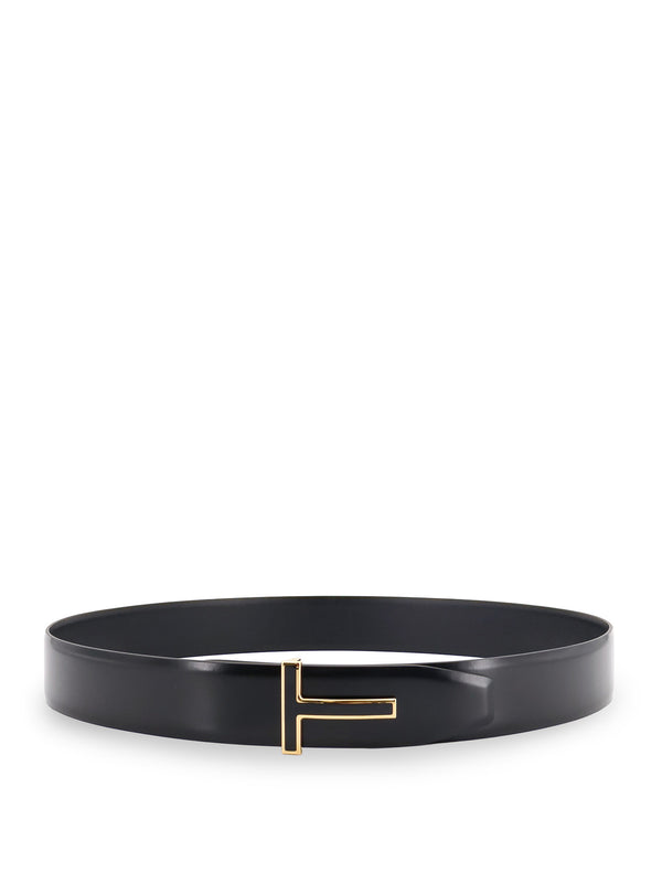 Leather Belt With Metal Logo Buckle