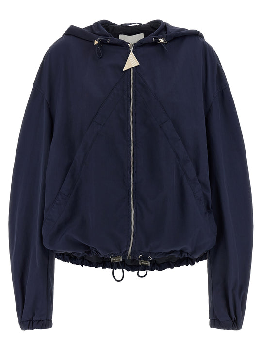 Hooded Bomber Jacket Puffer Jackets Blue