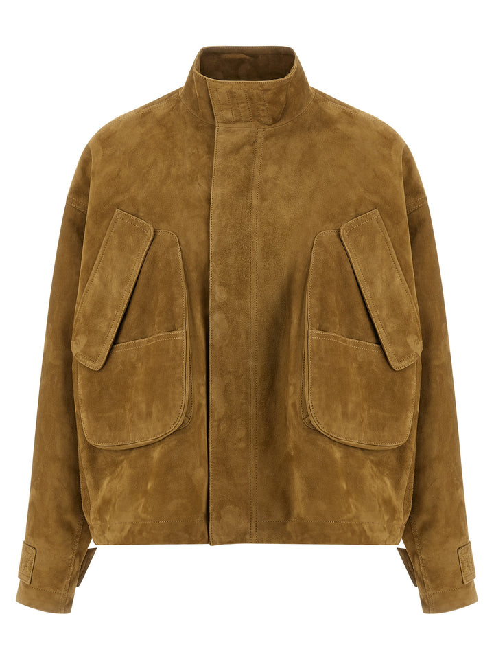 The Attico Suede Bomber Jacket Puffer Jackets - Beige | 7e74666b28ba19e738cd37133fd74be5d7b0c158