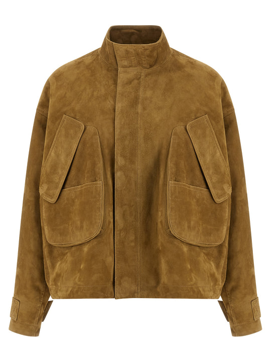 Suede Bomber Jacket Puffer Jackets Beige