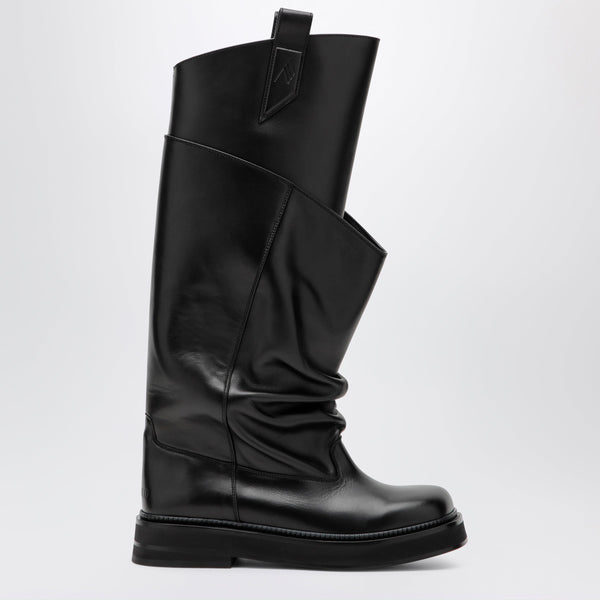 Robin Passeggiata Combat Boots In Black Calf Leather