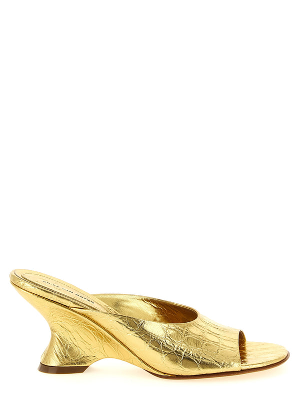 Curved Wedge Mules Wedges Gold