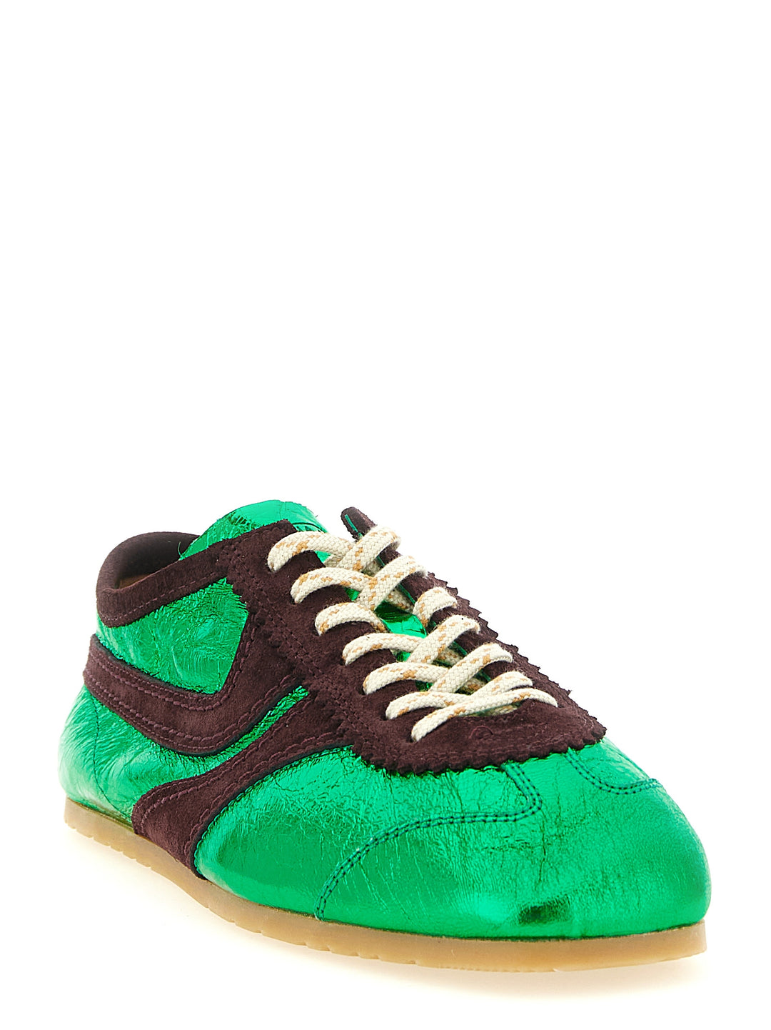 Dries Van Noten  Laminated Leather Sneakers - Green | bb8e3ef1b4903221f03e94f70cab26eeec245d1a