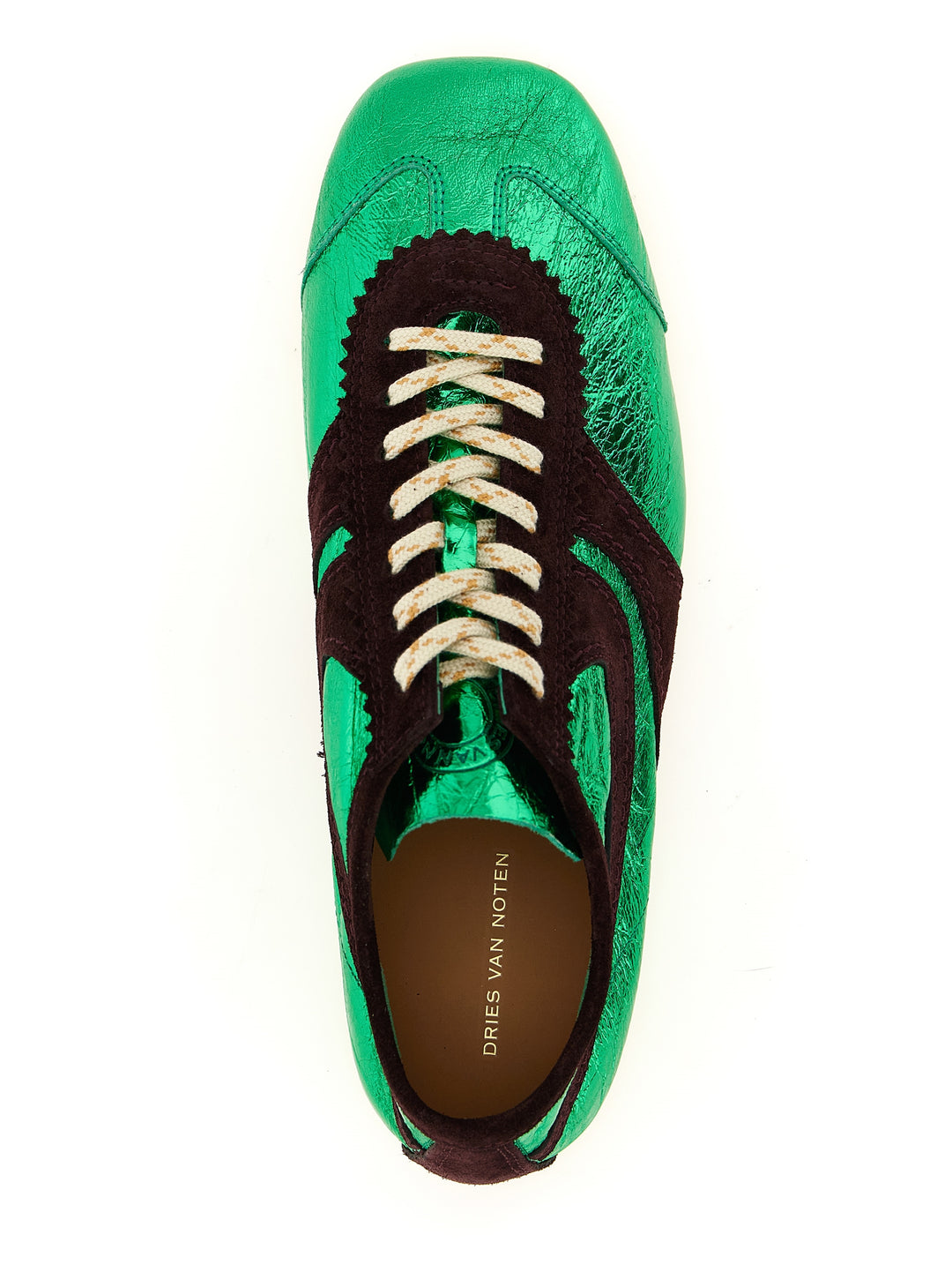 Dries Van Noten  Laminated Leather Sneakers - Green | 5de96e33907205f65a3282dc953037af9758eb8c
