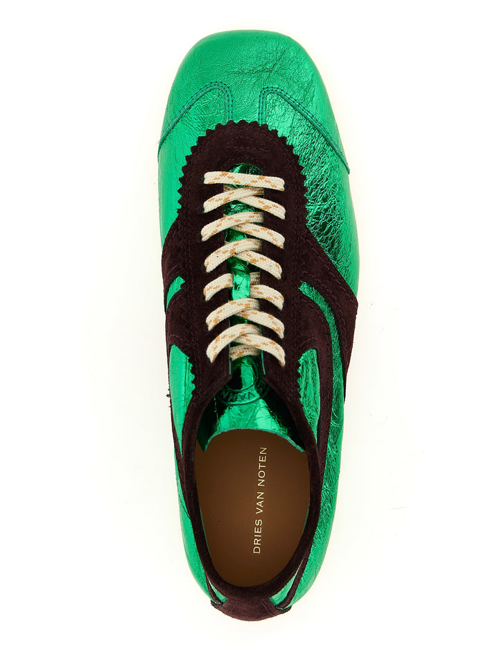 Dries Van Noten  Laminated Leather Sneakers - Green | 5de96e33907205f65a3282dc953037af9758eb8c