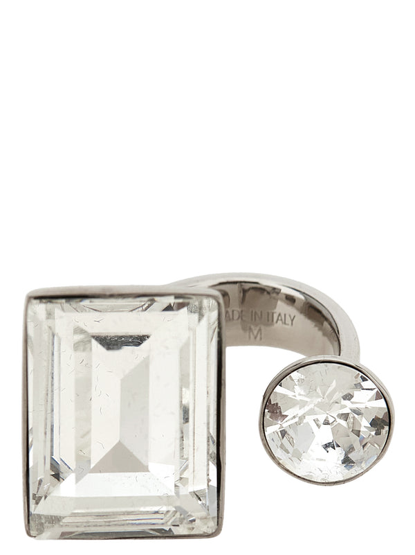 Open Ring With Crystals Jewelry Silver