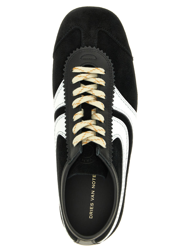 Dries Van Noten  Suede Sneakers - White/Black | 5002f514a606b14454b6a1fcaf10930cd70a1a26