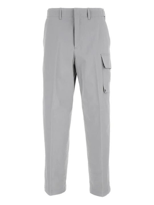 Gabardine Cargo Trousers With Large Patch Pocket