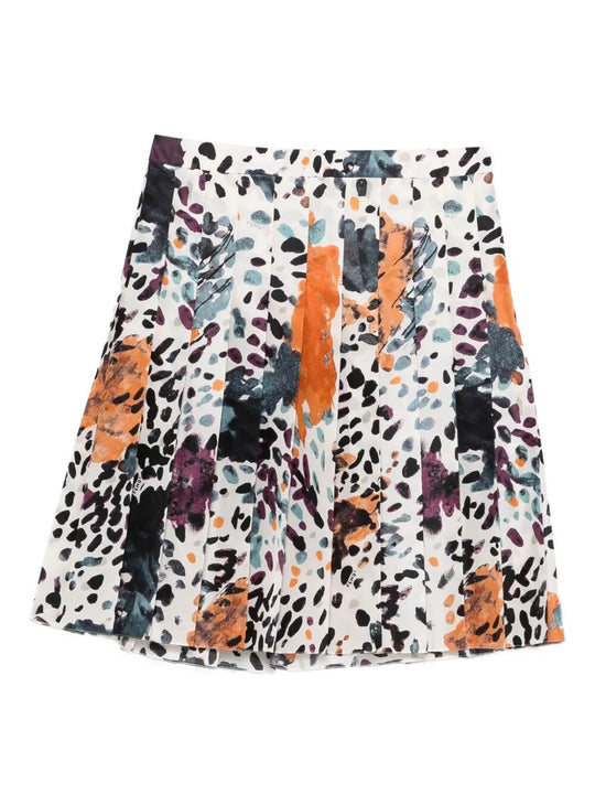 Falena-Print Silk Midi Skirt