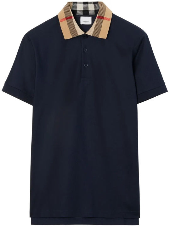 Slim Fit Check Collar Cotton Polo Shirt