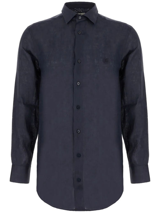 Linen Shirt With Pegaso Embroidery