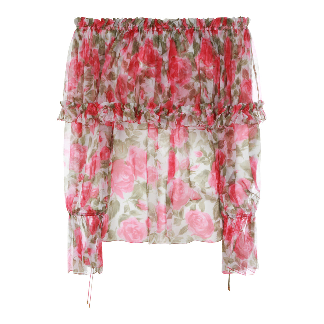 Chloè Top - WHITE/PINK | 420bb665a432121a1c75e9806b33ddd896e78f01