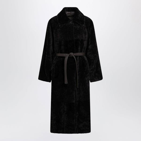 Chocolate Brown Belted Fur Coat