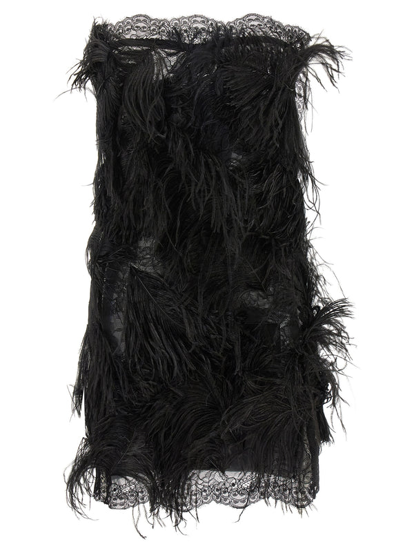 Lace And Feather Dress Dresses Black