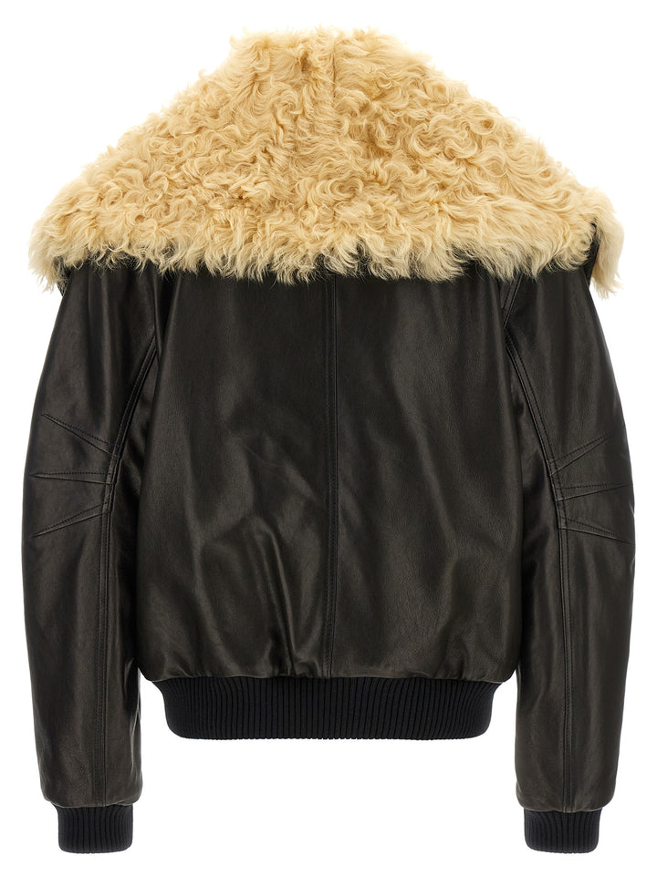 The Attico Shearling Neck Bomber Jacket Puffer Jackets - Black | 09220b9e4f64d6901829fe0bb10d3c96b1447ac8
