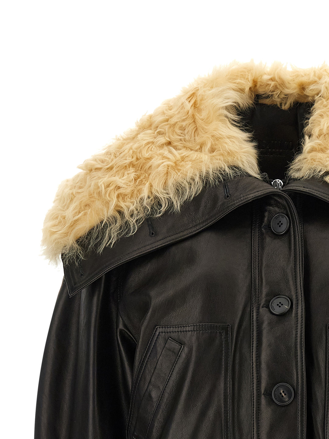 The Attico Shearling Neck Bomber Jacket Puffer Jackets - Black | fd3ef3a85fcf3fa4d0ce6a9dfd0e1f44340b8db2