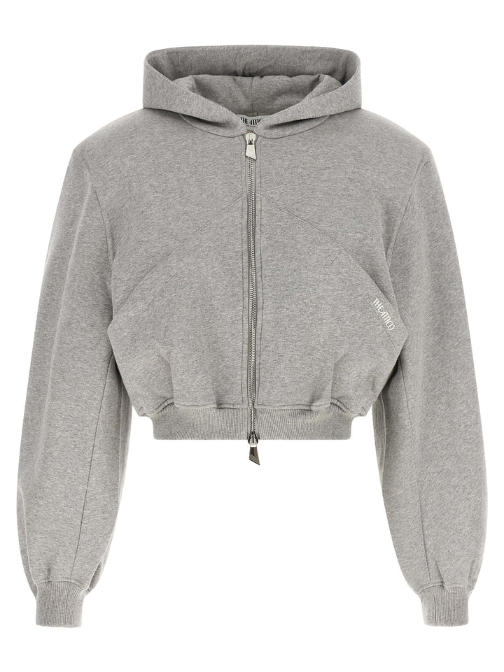 The Attico Cropped Hoodie Sweatshirt - Gray | e97ed36641161b8f5d0298a831de8e451dbc7f25