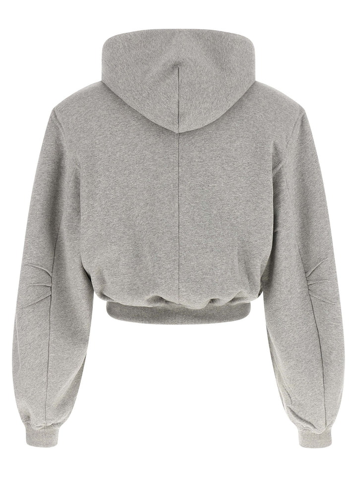 The Attico Cropped Hoodie Sweatshirt - Gray | ed6cea6a669b8fca56c1f152573ba6b41aa52309