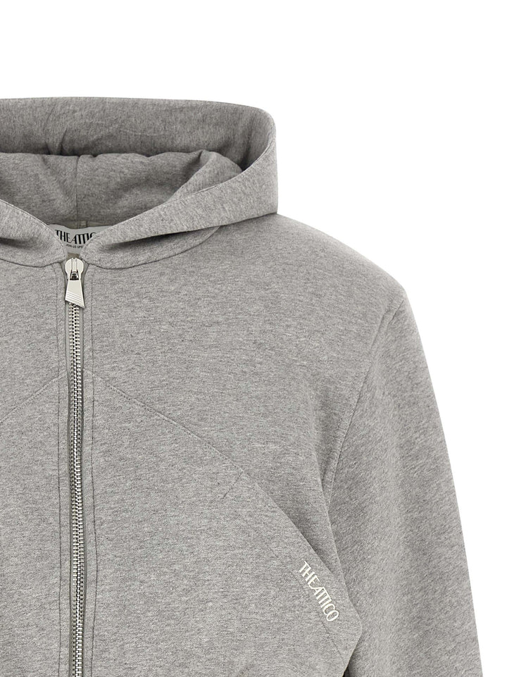 The Attico Cropped Hoodie Sweatshirt - Gray | d8c227b012f02177040f1ac414dfcbb249ee4dd4