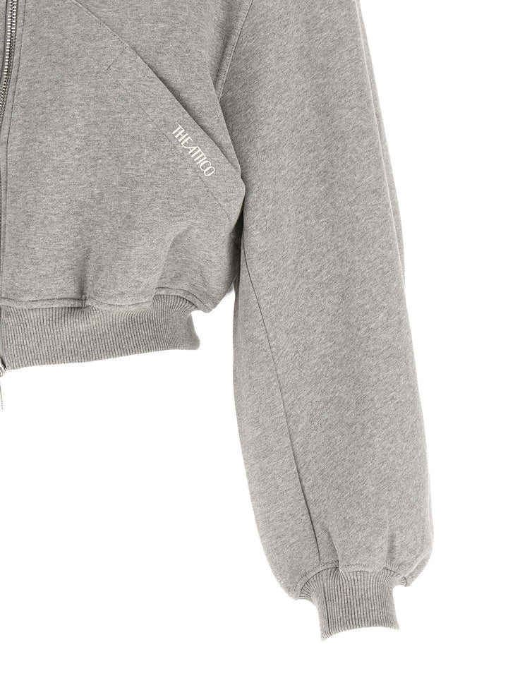 The Attico Cropped Hoodie Sweatshirt - Gray | 1080daa6150b31b2e3e54217aef74c47ab3b3fb7
