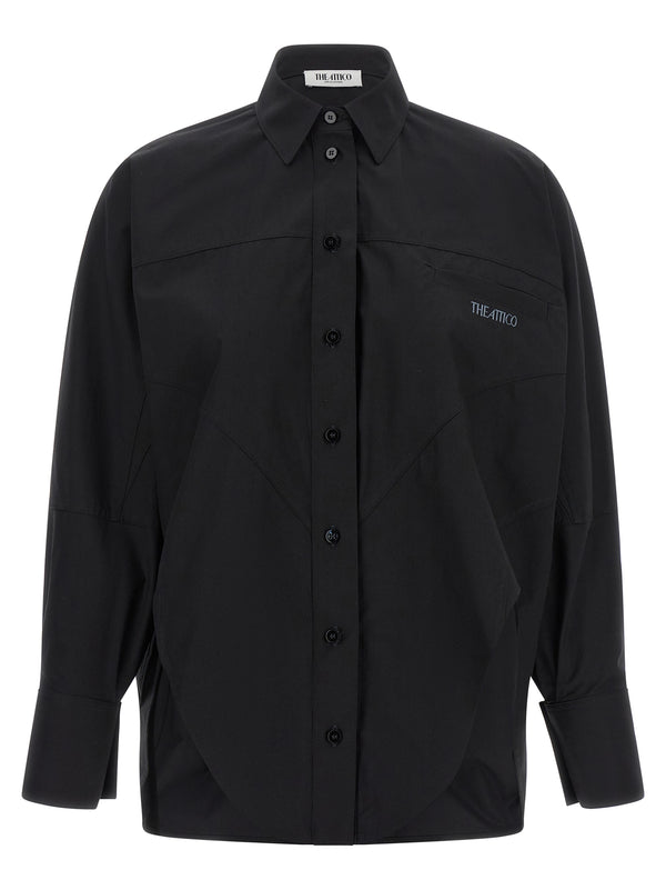 Shaped Hem Shirt Shirt And Blouse Black