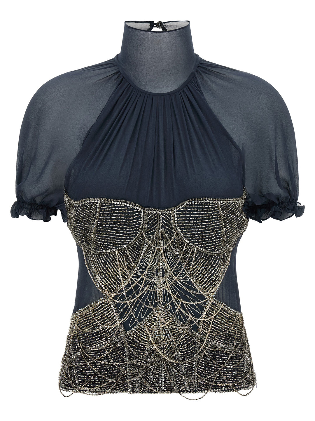 The Attico Jewel Embroidery Top Tops - Blue | cb852b95bcb4232d96951e7ab4e365ed4cff1ae0