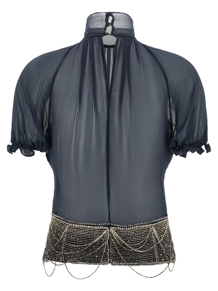 The Attico Jewel Embroidery Top Tops - Blue | df942fe96c928615f7482f627a54daea9082ad3e