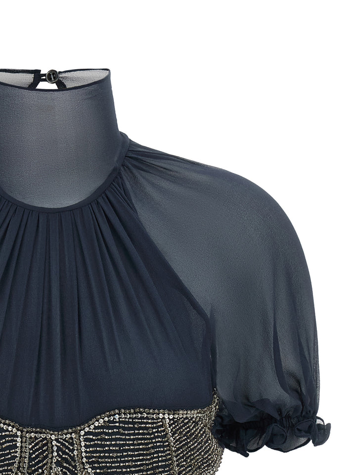 The Attico Jewel Embroidery Top Tops - Blue | c67155533224a49c3b9d7f9628406b5089133ba9