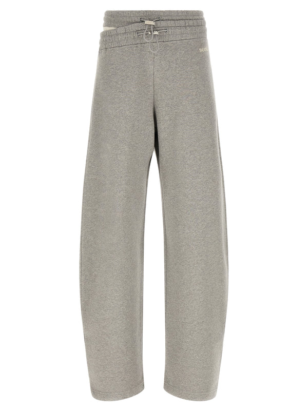 Asymmetrical Double Waist Trousers Pants Gray