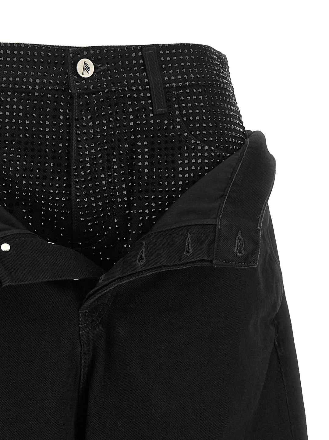The Attico Crystal Insert Jeans - Black | e47cb185f1735f884bf4e866760cdf31a6a2171d