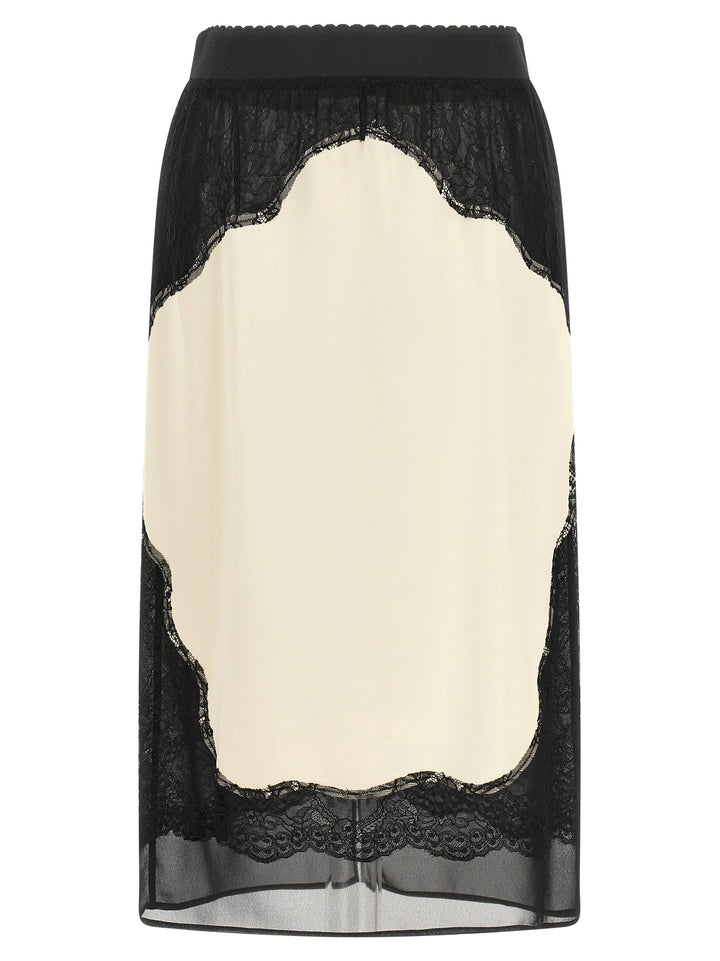 The Attico Lace Insert Skirt Skirts - White/Black | 078bee652681bd74c9829ab6cd4ca7ebd1caa5f0