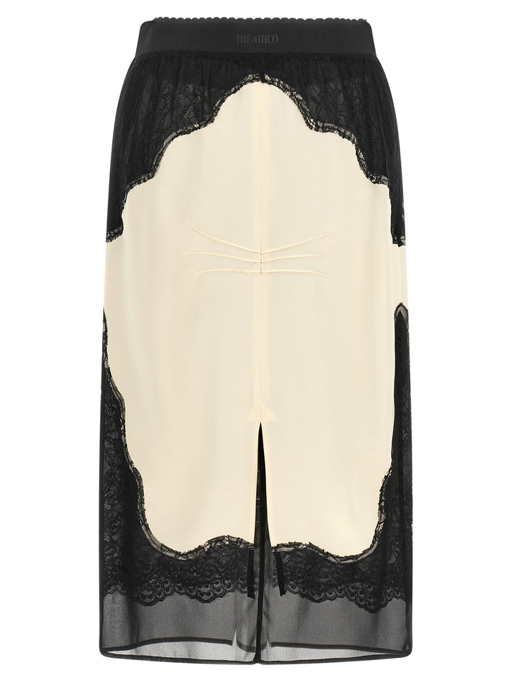 The Attico Lace Insert Skirt Skirts - White/Black | 895cc0a8e6b900398b5d1467b0500e55dc305ab4