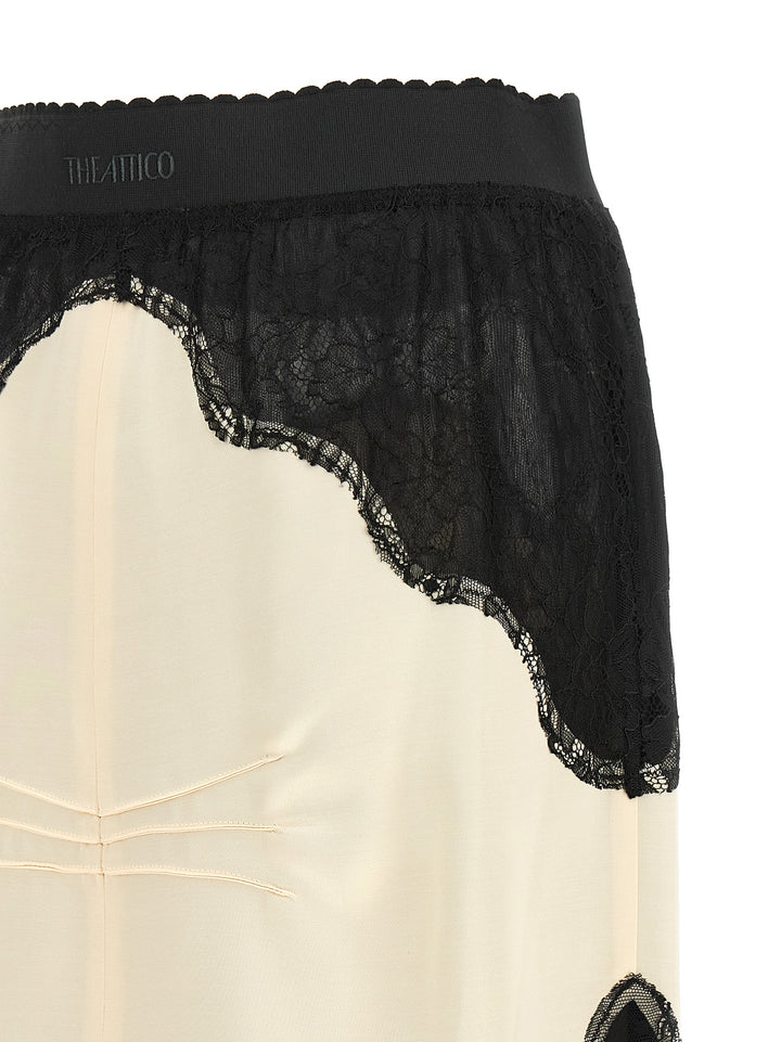 The Attico Lace Insert Skirt Skirts - White/Black | b5c7c6b21aee1d9115c1b8c5da3f0a9859508be7