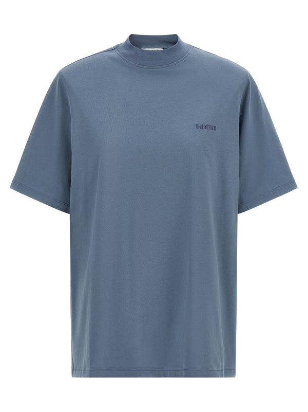 Mock-Neck T-Shirt Blue