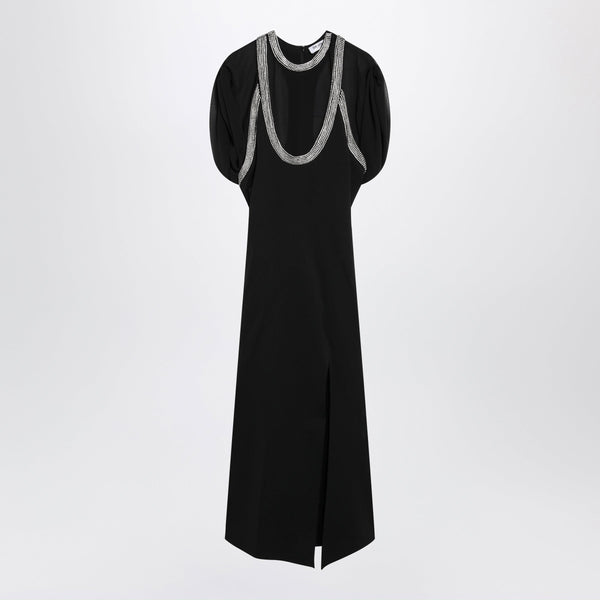 Black Viscose-Blend Dress With Rhinestones