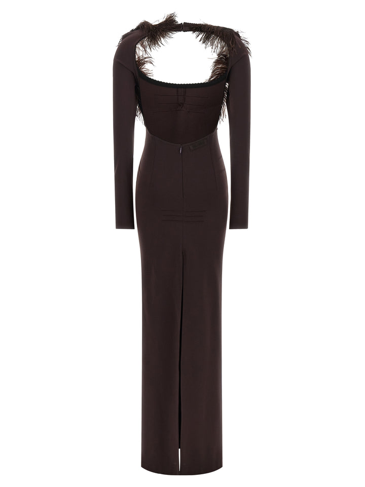 The Attico Feather Dress Dresses - Brown | bde294b42ad52595a6bbea414e4f5733af0175e3