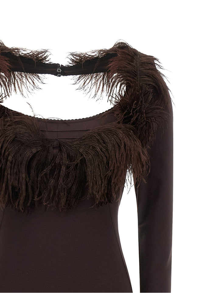 The Attico Feather Dress Dresses - Brown | 2cb2504afec4c3e5a667ee290c0906f78a068106