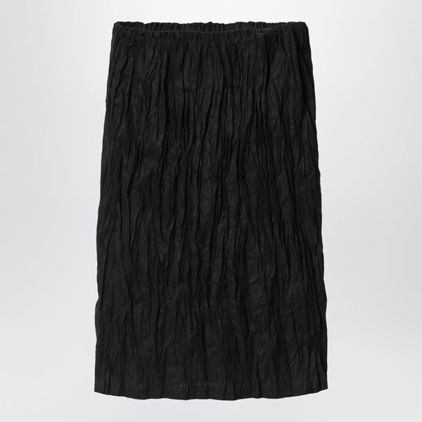 Black Crinkled Linen Skirt