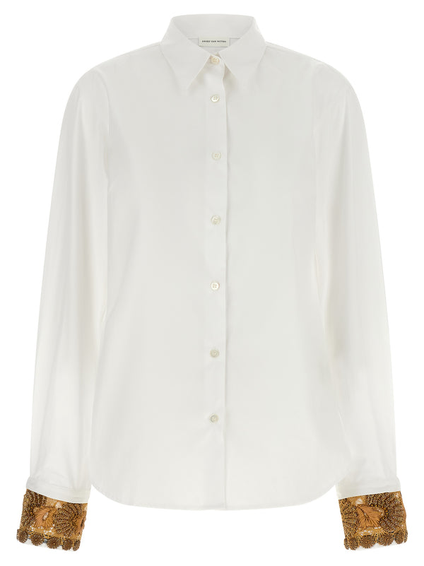 Shirt With Embroidered Cuffs Shirt And Blouse White