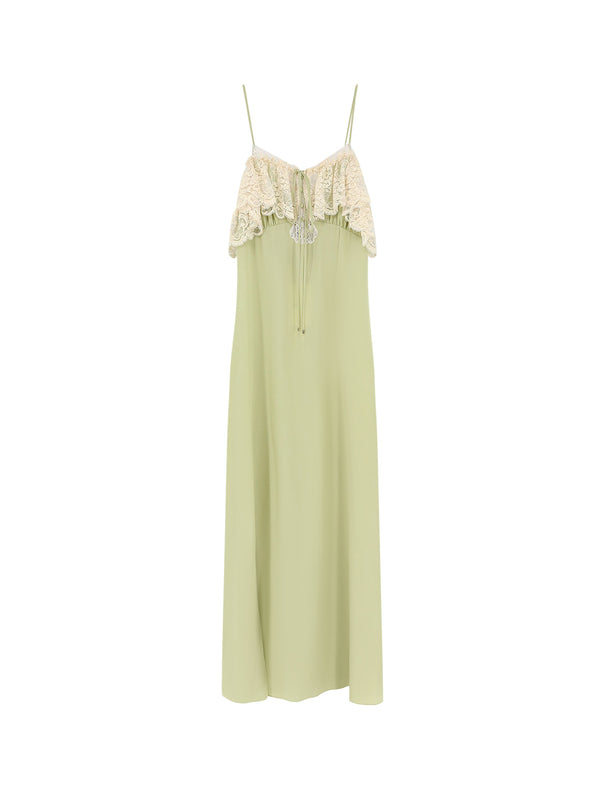 Silk Dress With Lace Inserts
