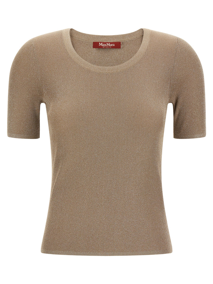 Max Mara Studio Mstsequoia T-shirt - Beige | 5a0c0f08a60775ac090f9fc99b4f6b71cd020aa5