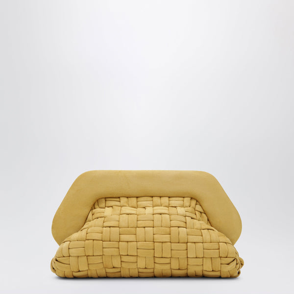Yellow Bios Pouch In Woven Suede-Effect Faux Leather