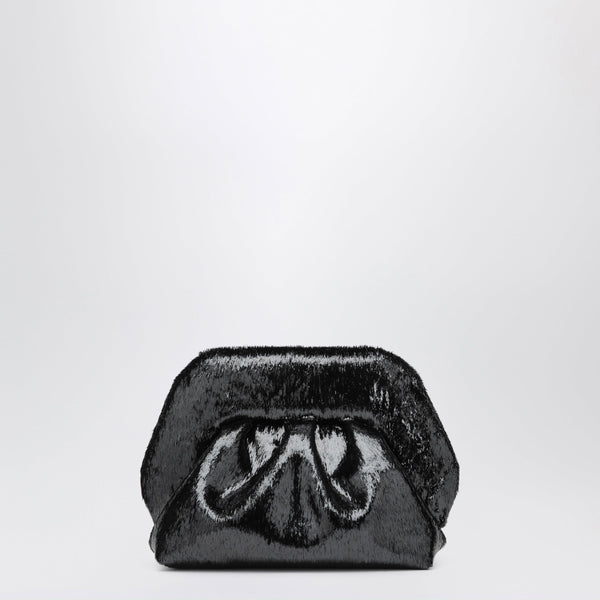 Small Glossy Black Bios Pouch In Pony-Hair-Effect Faux Leather