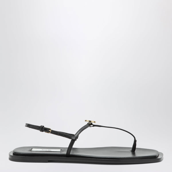 Black Nappa T-Strap Sandals