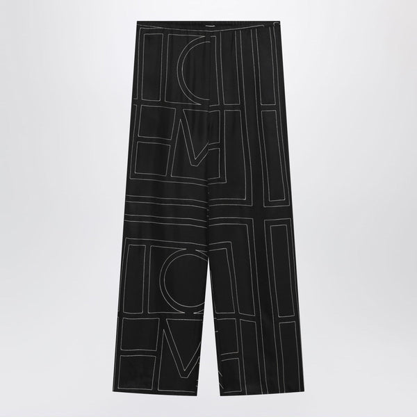 Black Silk Trousers With Monogram