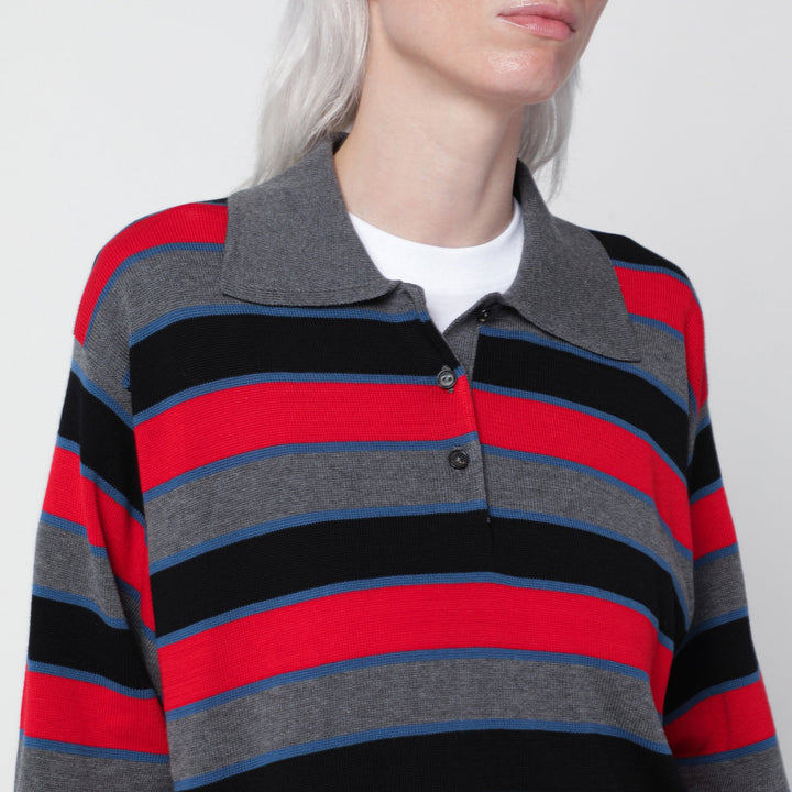 Cordera Oversized Multicolour Striped Cotton Polo Shirt