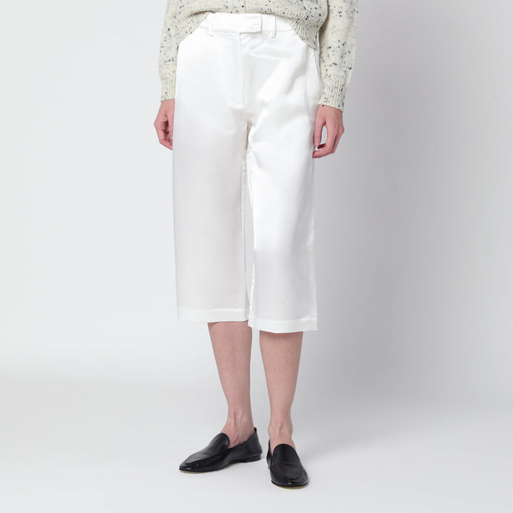 Cordera White Linen-Blend Satin Bermuda Shorts