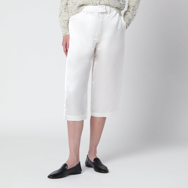 Cordera White Linen-Blend Satin Bermuda Shorts