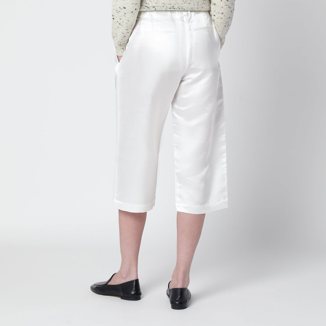 Cordera White Linen-Blend Satin Bermuda Shorts